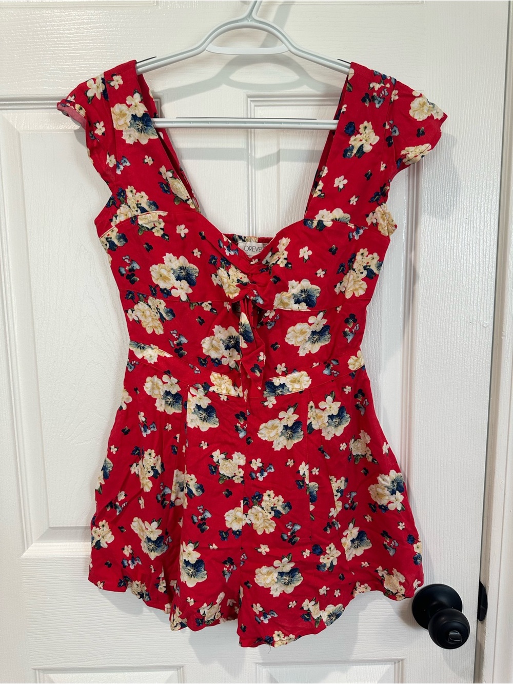 Forever 21 Red Floral Jumpsuit Small